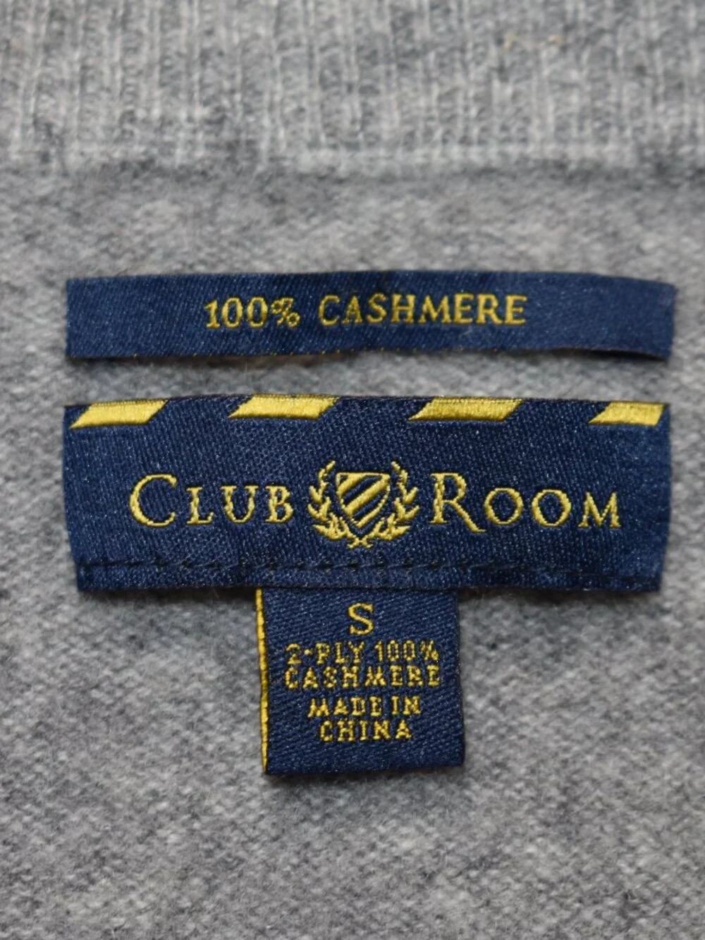 Club Room Long Sleeve V-Neck Gray Cashmere Sweater Men's S Small